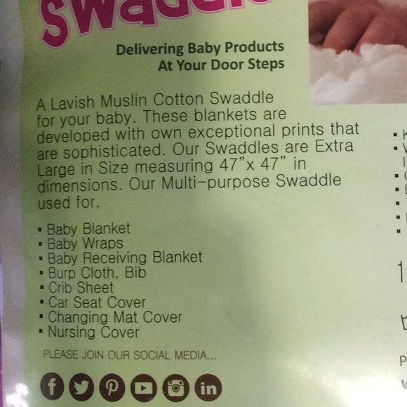 3 pack Pretty Baby swaddles. 47x47”. B64 - Picture 4 of 6